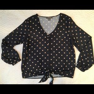 Primark polka dot front-tie blouse